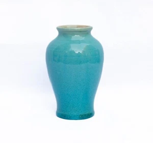Pisgah Forest Turquoise Blue Vase 6.5"H North Carolina 1930s American Pottery - Picture 1 of 3