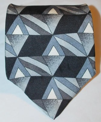 Corbata de cuello geométrica de seda Domani Uomo negra gris plata - multicolor Foto 1 de 3