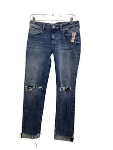 Mavi Womens Blue Ada High Rise Denim Boyfriend Jeans NWT 27x27 Distressed - Picture 1 of 10
