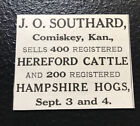 ORIGINAL 1918 Southard - Farm Cattle Advertising - Cow - Comiskey - Kansas
