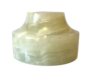 NEW-OLD STOCK: 4" Dia. x 2-3/4"H . Lt Green Onyx Marble Lamp Base-Step lamp part - Picture 1 of 7