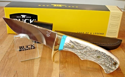 LEROY REMER CUSTOM BUCK KNIFE 927 SLIMLINE SKINNER 420HC BLADE ELK HANDLE USA - Image 1 of 4