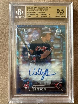 2016 Bowman Draft Will Benson Bowman Chrome Blue Shimmer Auto /150 BGS 9.5 - Image 1 of 2