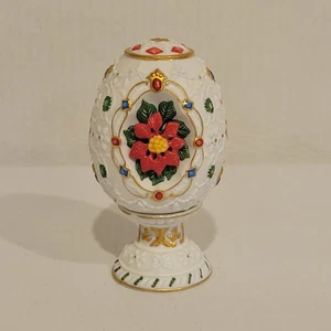 1991 Lenox The Poinsettia Blossom Collector Egg with Stand - Bild 1 von 5