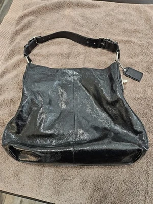 Coach Peyton Black Patent Leather Hobo Shoulder Bag 19755M Handbag - Image 1 of 4
