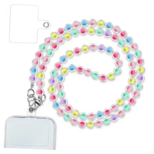 Smycz do telefonu komórkowego Uniwersalny koralikowy pasek na telefon Crossbody z zakładką napinającą - Zdjęcie 1 z 7