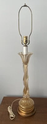 Vintage Gold Fleck Italian Murano Glass Table Lamp Mid Century Seguso? Toso? - Image 1 of 4