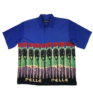 PELLE PELLE Marc Buchanan VTG Mens XL Palm Tree Print LA Hawaiian Shirt - Picture 1 of 4