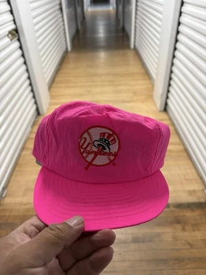 Vtg Neon Pink 80’s New York Yankees Hat  American Needle snapback Deadstock - Image 1 of 3