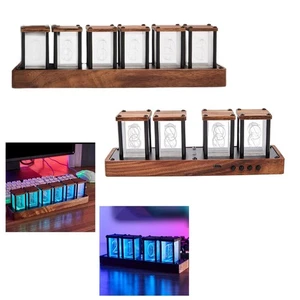 RGB Nixie Tubes Clock LED Desk Clock Glow Tube Gift Simulation Nixie Bedroom - Picture 1 of 15