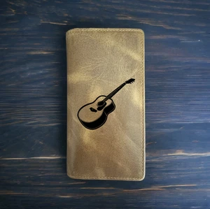 Acoustic Guitar Rodeo Wallet Cowboy Western Buffalo Leather Premium Gift NEW - Picture 1 of 10