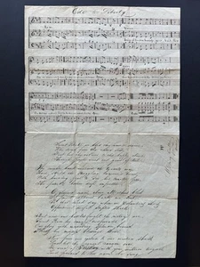 Antique Handwritten U.S.A. Patriotic Music Sheet Hymn - Early 1800s - Picture 1 of 15
