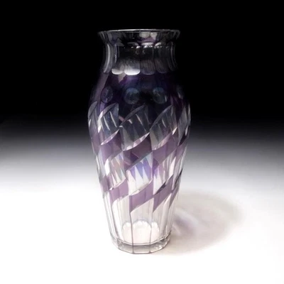 KL25 Vintage Japanese Beautiful Glass Vase, Cut glass, KIRIKO - Image 1 of 4