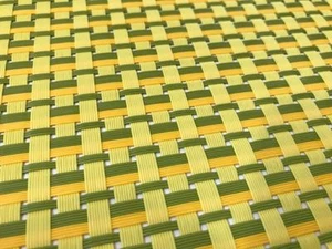 Crate and Barrel BASKETWEAVE PLACEMATS- Set of 6- NEW!  YELLOW/GREEN -Easy clean - Picture 1 of 3