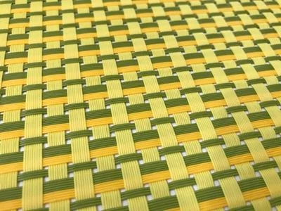 Crate and Barrel BASKETWEAVE PLACEMATS- Set of 6- NEW!  YELLOW/GREEN -Easy clean - Image 1 of 3