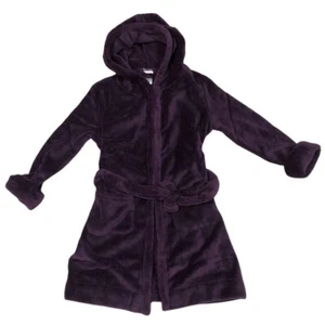 Leveret Plush Fleece Robe Kids 5 Plum Purple Bathrobe Hooded Belted Boys Girls - Picture 1 of 4