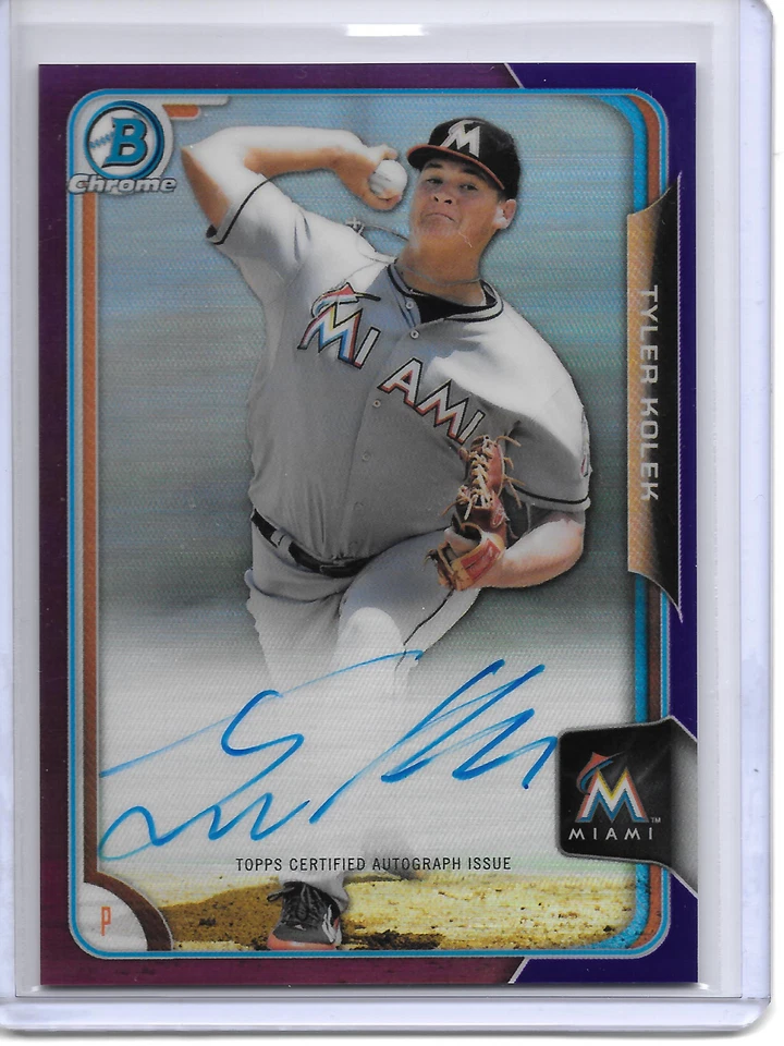 2015 Bowman TYLER KOLEK PURPLE REFRACTOR AUTO AUTOGRAPH RC #158/250 MARLINS!! - Image 1 of 1