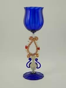 PREZIOSO MAESTOSO RARO TIPETTO CALICE MURANO VETRO BLU COBALTO SOFFIATO H. 32 CM - Bild 1 von 9