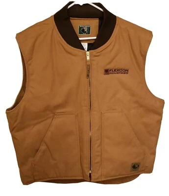 Berne Mens Brown Duck 100% Cotton Duck Workman's Vest Quilt Lined XLR Flexcon  - Image 1 of 4
