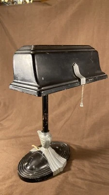 Vintage Original Desk Lamp Art Deco Machine Age Table Black Chrome Bankers 1920s - Image 1 of 4
