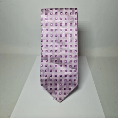  Corbata de seda Versace púrpura llave griega hecha en Italia 100 % seda para hombre Foto 1 de 4