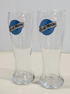 Juego de 2 vasos de cerveza Pilsner Blue Moon Tall 20 oz fondo pesado - Imagen 1 de 4