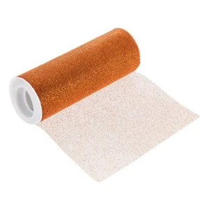 6 Inches Wide Orange Glitter Tulle Fabric - 10 Yards (TF011018) - Picture 1 of 1