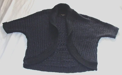 Suéter CÁRDIGAN EXPRESS Azul y Negro Manga Corta GRUESO Tejido Frente Abierto Talla Pequeña Foto 1 de 4