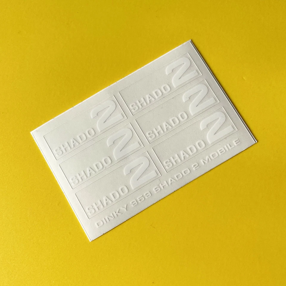 DINKY No. 353 U.F.O SHADO 2 MOBILE WHITE on clear sticker decal reproductions - Image 1 of 1