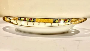 Vintage Noritaki 13”Oblong serving dish gold/multicolor design Excellent Cond - Bild 1 von 4