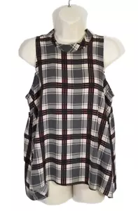 ASTR Women Medium Size Multicolor Swing Tank Top Plaid Mock Neck Flowy Pullover - Picture 1 of 9