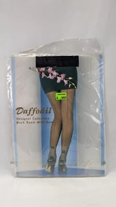 Vintage Panty Hose Strumpfhose Narzisse Fantasia schwarz Nähte mit Schleifen - Bild 1 von 3