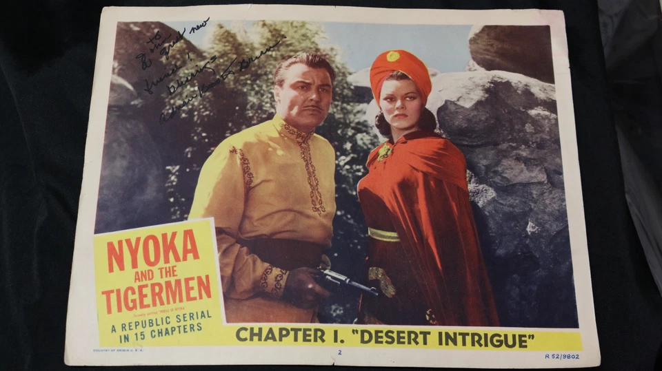 1952 "Nyoka and the Tigermen" Lobby Card #1 assinado Adrian Booth com inscrição - Imagem 1 de 1