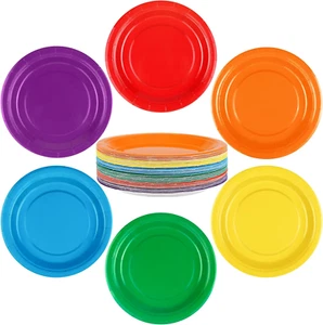 72 Pieces Rainbow Paper Plates 7 Inch Bulk Paper Plates Disposable round Dessert - Picture 1 of 12