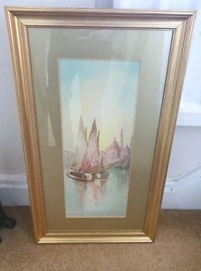 ORIGINAL WATERCOLOUR SAINT MARK'S BASILICA VENICE PAINTED BY H SALARI IN 1950s? - Picture 1 of 6