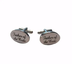 Father of The Bride Metal/ Enamel Finish CUFFLINKS - Picture 1 of 1