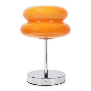 Orange Rechargeable LED Cordless Touch Table Lamp Macaron Lampshade Retro Light - Picture 1 of 15