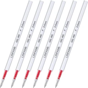 Red Gel Pens Refills 6 Pack Retractable Gel Ink Pen Refills Fine Point 0.5mm ... - Picture 1 of 5