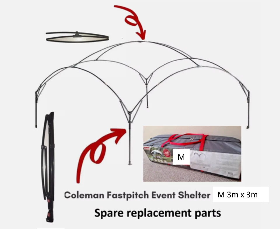 NUEVO Coleman Refugio de Eventos Fastpitch M 3m 10ft Piezas Repuesto Postes Bolsa Piezas Foto 1 de 1