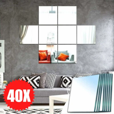 40 Stück Spiegelfliesen Fliesenspiegel Wandspiegel Dekospiegel Set quadratisch - Bild 1 von 4