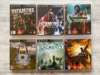 SONY PS3 inFamous 1 2 & Bionic Commando & Sacred 2 3 & Rise from Lair from Japan - Image 1 of 4
