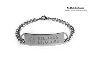 Pulsera de identificación de alerta médica de trastorno hemorrágico. ¡Tarjeta de emergencia médica gratuita! - Imagen 1 de 3