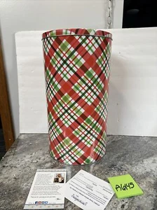 Temp-tations Holiday 5.5 Gallon Red Green White plaid Holiday Christmas Tin 17” - Picture 1 of 14