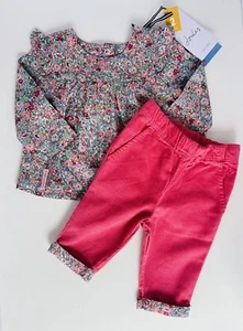 Joules Baby Girl Outfit Set Long Sleeve Woven Top And Corduroy Pants 0-3 Months - Picture 1 of 11