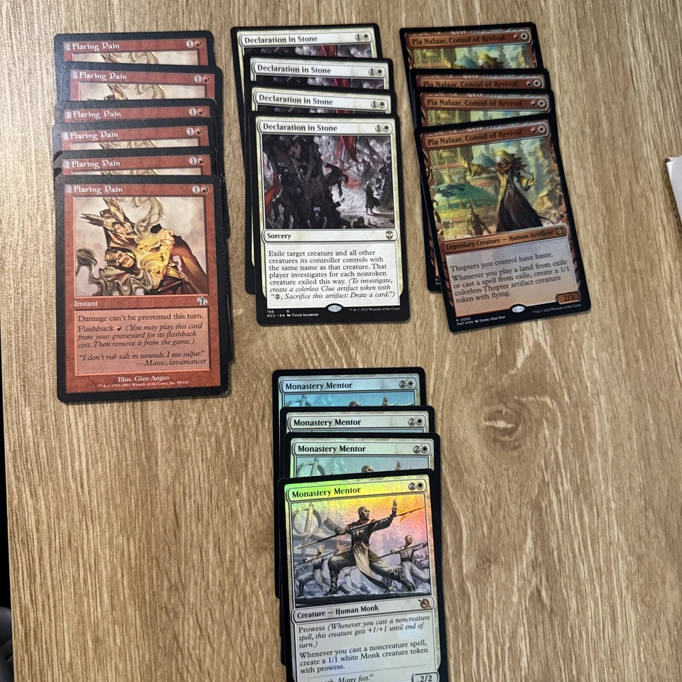 6 Flaring Pain, 4 Declaration In Stone, 4 Monastery Mentor, 4 Pia Nalaar - Image 1 of 1