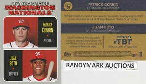 Juan Soto Patrick Corbin NATIONALS TOPPS 2019 THROWBACK NEW TEAMMATES TBT 60 686 - Picture 1 of 3