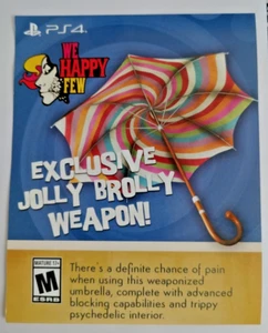 We Happy Few Exclusive Jolly Brolly Weapon DLC PlayStation 4 PS4 - Picture 1 of 2