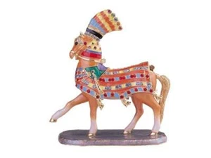 Jeweled Pewter Egyptian Horse Hinged Trinket Ring Jewelry Box Terra Cottage - Picture 1 of 3
