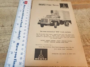 1966 DEUTZ TRUCK  Australian Sales Advert - Picture 1 of 1