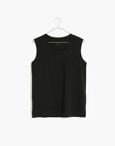 Madewell Womens Muscle Tank Black Whisper Cotton Crewneck Pocket Plus Size 3XL - Picture 1 of 6